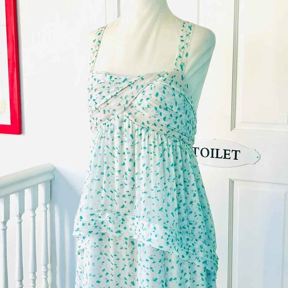 J. Crew Silk Chiffon Floral Trellis High Low Maxi Dress (size 8)